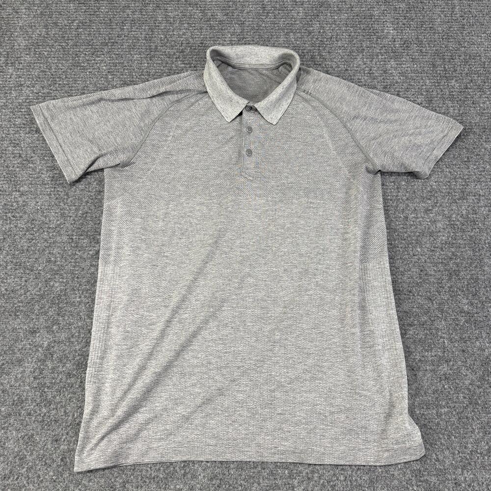 Lululemon Polo Shirt Mens Large Gray Solid Golf Performance Athleisure Stretch